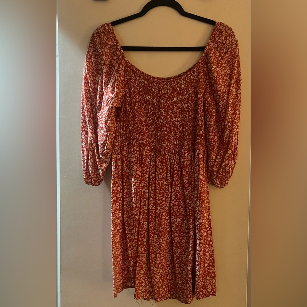 AUW Red and White Floral Dress